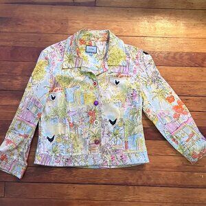 Stunning Vintage Jacket Claude Brown Women’s  Jacket 10 watercolor chicken motif